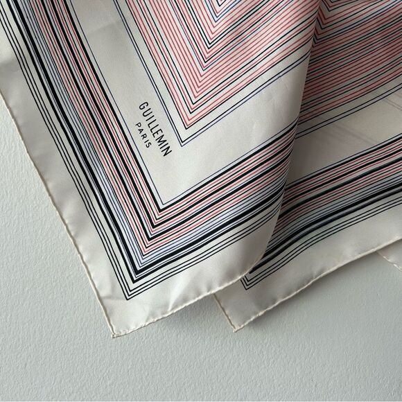 Guillemin Paris Vintage Striped Pink and Black Silk Scarf - Picture 6 of 9